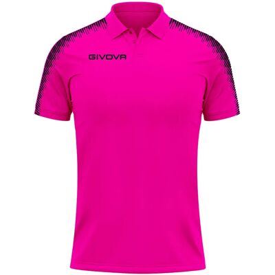 Givova Polo à Manches Courtes Club Fuchsia / Black S - Publicité Givova Polo à Manches Courtes Club Fuchsia / Black S - Publicité