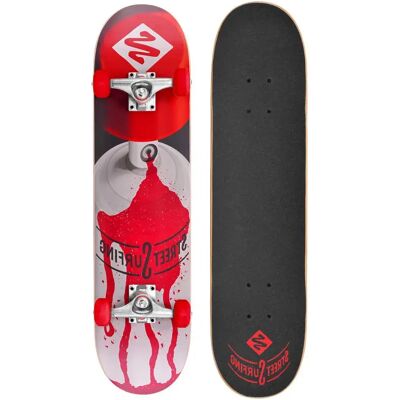 Planche à roulettes Kanon 7,75'' - ABEC 7 - Skate de rue - Blanc/Rouge - Publicité Planche à roulettes Kanon 7,75'' - ABEC 7 - Skate de rue - Blanc/Rouge - Publicité