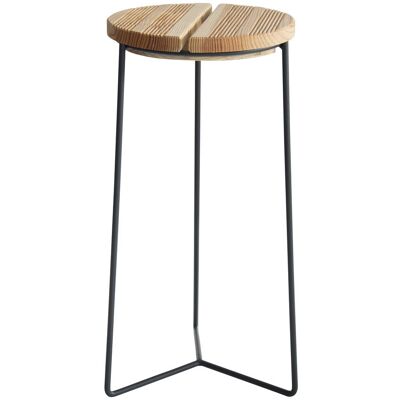 Louis Moulin Sellette industrielle haute fer rond plateau bois - 61x30 cm - Acier époxy - Publicité Louis Moulin Sellette industrielle haute fer rond plateau bois - 61x30 cm - Acier époxy - Publicité