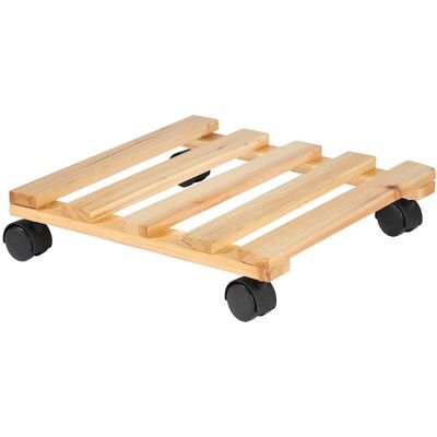 Jany Support de pots - bois - à roulette - 30x30 cm - Made in France - Publicité Jany Support de pots - bois - à roulette - 30x30 cm - Made in France - Publicité