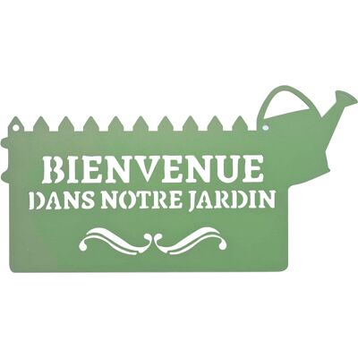 Louis Moulin Pancarte décorative en métal "Bienvenue" - 31x16,5cm - vert pâle - Publicité Louis Moulin Pancarte décorative en métal "Bienvenue" - 31x16,5cm - vert pâle - Publicité