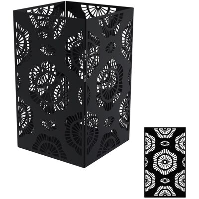 Louis Moulin Photophore carré noir charbon 17,5 x 17,5 x 30 cm - acier époxy - motif fleur - Publicité Louis Moulin Photophore carré noir charbon 17,5 x 17,5 x 30 cm - acier époxy - motif fleur - Publicité