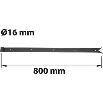 AFBAT Penture à queue de carpe D16 40X5 L 800 mm acier noir pré-peint - Publicité AFBAT Penture à queue de carpe D16 40X5 L 800 mm acier noir pré-peint - Publicité