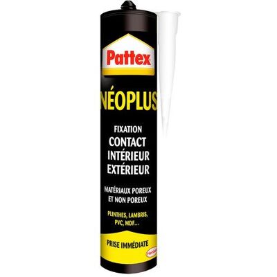 Colle fixation contact neoprene int/ext pattex neoplus cartouche 390ml - Publicité Colle fixation contact neoprene int/ext pattex neoplus cartouche 390ml - Publicité