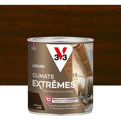 Lasure V33 Climats extrêmes 12 ans chêne foncé satiné 0.75 l - Publicité Lasure V33 Climats extrêmes 12 ans chêne foncé satiné 0.75 l - Publicité