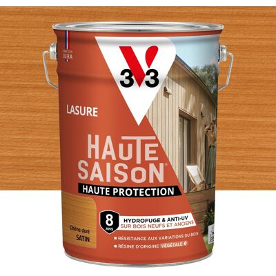 Lasure V33 Haute saison 8 ans chêne doré satiné 5 l - Publicité Lasure V33 Haute saison 8 ans chêne doré satiné 5 l - Publicité