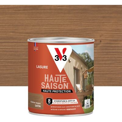 Lasure V33 Haute saison 8 ans chêne moyen satiné 0.75 l - Publicité Lasure V33 Haute saison 8 ans chêne moyen satiné 0.75 l - Publicité