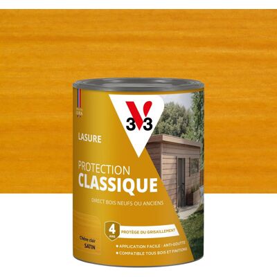 Lasure V33 Protection classique 4 ans chêne clair satiné 0.75 l - Publicité Lasure V33 Protection classique 4 ans chêne clair satiné 0.75 l - Publicité