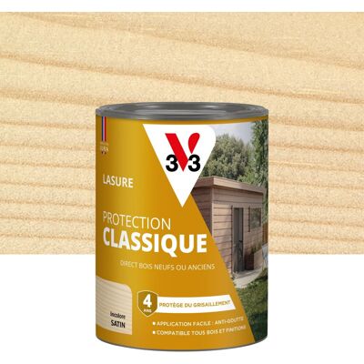 Lasure V33 Protection classique 4 ans incolore satiné 0.75 l - Publicité Lasure V33 Protection classique 4 ans incolore satiné 0.75 l - Publicité