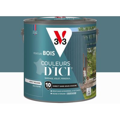 Peinture extérieure bois V33 Couleurs d'ici, bleu feutré velours 2l - Publicité Peinture extérieure bois V33 Couleurs d'ici, bleu feutré velours 2l - Publicité