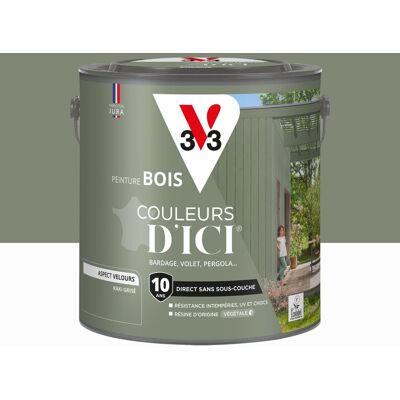 Peinture extérieure bois V33 Couleurs d'ici, kaki grisé velours 2l - Publicité Peinture extérieure bois V33 Couleurs d'ici, kaki grisé velours 2l - Publicité