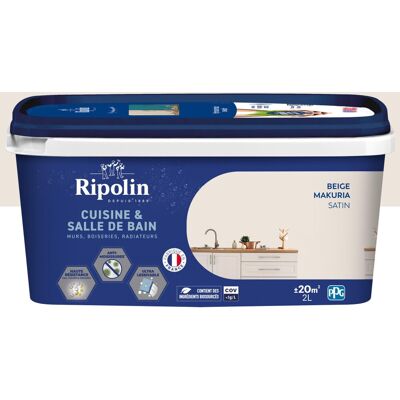 Peinture Beige Makuria RIPOLIN - Murs, plafonds & radiateurs - 2 L - Publicité Peinture Beige Makuria RIPOLIN - Murs, plafonds & radiateurs - 2 L - Publicité