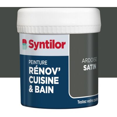 Testeur peinture meuble ardoise satin SYNTILOR Renov' cuisine et bain 0.075l - Publicité Testeur peinture meuble ardoise satin SYNTILOR Renov' cuisine et bain 0.075l - Publicité