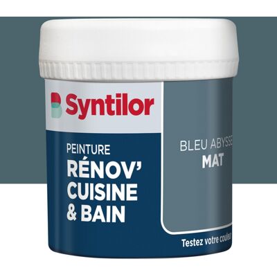 Testeur peinture meuble bleu abysse mat SYNTILOR Renov' cuisine et bain 0.075l - Publicité Testeur peinture meuble bleu abysse mat SYNTILOR Renov' cuisine et bain 0.075l - Publicité