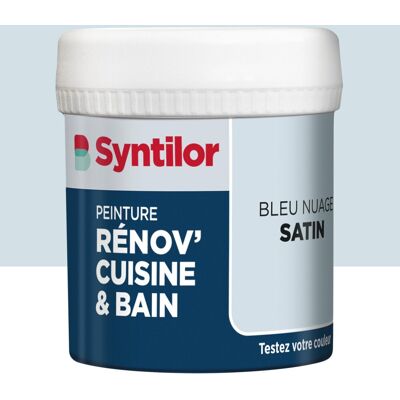Testeur peinture meuble bleu nuage satin SYNTILOR Renov' cuisine et bain 0.075l - Publicité Testeur peinture meuble bleu nuage satin SYNTILOR Renov' cuisine et bain 0.075l - Publicité