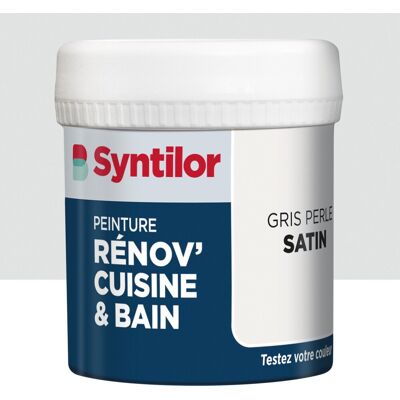 Testeur peinture meuble gris perle satin SYNTILOR Renov' cuisine et bain 0.075l - Publicité Testeur peinture meuble gris perle satin SYNTILOR Renov' cuisine et bain 0.075l - Publicité