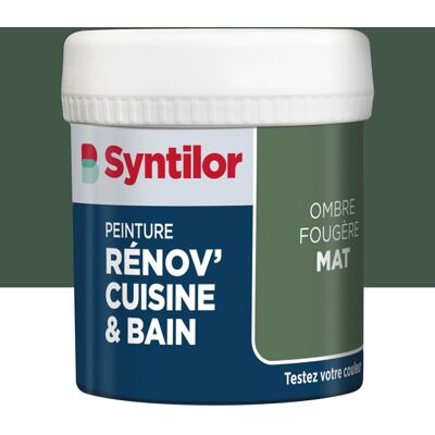 Testeur peinture meuble ombre fougère mat SYNTILOR Renov' cuisine et bain 0.075l - Publicité Testeur peinture meuble ombre fougère mat SYNTILOR Renov' cuisine et bain 0.075l - Publicité