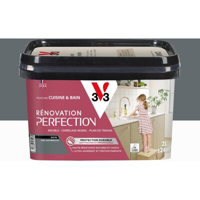 Peinture meuble anthracite satin V33 Rénovation cuisine et bain 2l - Publicité Peinture meuble anthracite satin V33 Rénovation cuisine et bain 2l - Publicité