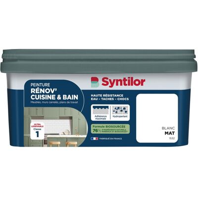Peinture meuble blanc mat SYNTILOR Rénov' cuisine et bain 2l - Publicité Peinture meuble blanc mat SYNTILOR Rénov' cuisine et bain 2l - Publicité