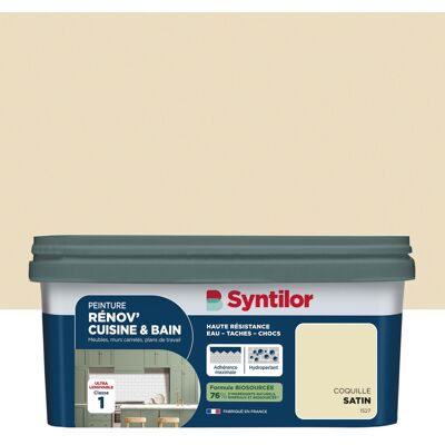 Peinture meuble coquille satin SYNTILOR Renov' cuisine et bain 2l - Publicité Peinture meuble coquille satin SYNTILOR Renov' cuisine et bain 2l - Publicité