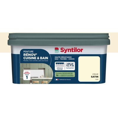 Peinture meuble craie satin SYNTILOR Renov' cuisine et bain 2l - Publicité Peinture meuble craie satin SYNTILOR Renov' cuisine et bain 2l - Publicité