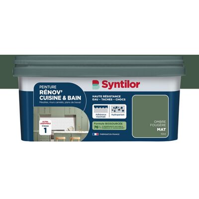 Peinture meuble ombre fougère mat SYNTILOR Renov' cuisine et bain 2l - Publicité Peinture meuble ombre fougère mat SYNTILOR Renov' cuisine et bain 2l - Publicité