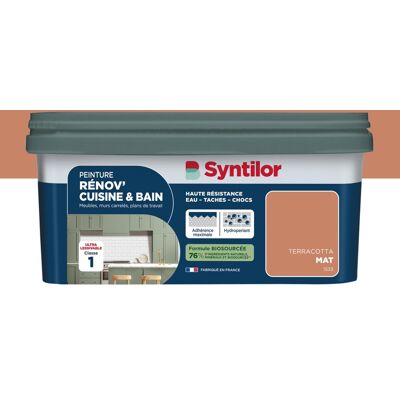 Peinture meuble terracotta mat SYNTILOR Renov' cuisine et bain 2l - Publicité Peinture meuble terracotta mat SYNTILOR Renov' cuisine et bain 2l - Publicité