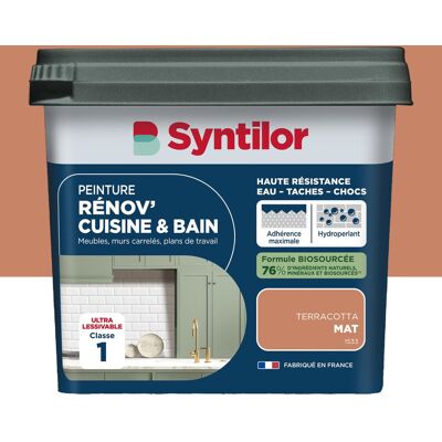 Peinture meuble terracotta mat SYNTILOR Renov' cuisine et bain 0.75l - Publicité Peinture meuble terracotta mat SYNTILOR Renov' cuisine et bain 0.75l - Publicité