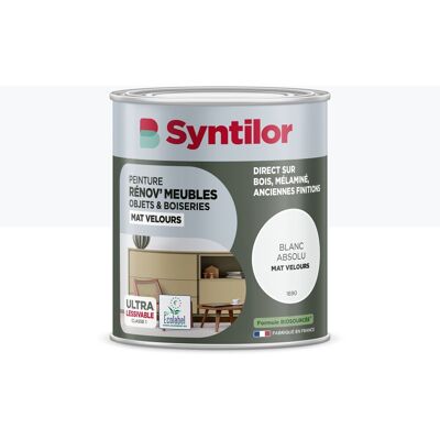 Peinture de rénovation meuble et objet SYNTILOR blanc velours 0,25L - Publicité Peinture de rénovation meuble et objet SYNTILOR blanc velours 0,25L - Publicité