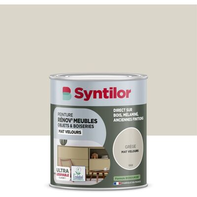 Peinture de rénovation meuble et objet SYNTILOR grege velours 0,25L - Publicité Peinture de rénovation meuble et objet SYNTILOR grege velours 0,25L - Publicité