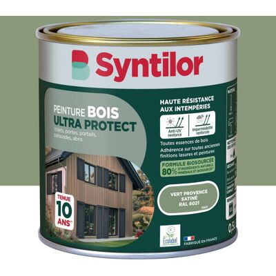 Peinture exterieure bois, aluminium, pvc . SYNTILOR vert provence satine 0.5l - Publicité Peinture exterieure bois, aluminium, pvc . SYNTILOR vert provence satine 0.5l - Publicité