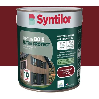 Peinture exterieure bois Ultra protect SYNTILOR rouge basque satine 2.5l - Publicité Peinture exterieure bois Ultra protect SYNTILOR rouge basque satine 2.5l - Publicité