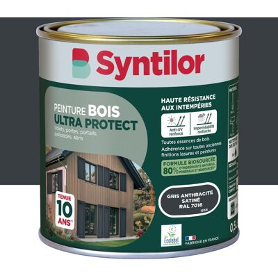 Peinture exterieure bois Ultra protect SYNTILOR gris anthracite satine0.5l - Publicité Peinture exterieure bois Ultra protect SYNTILOR gris anthracite satine0.5l - Publicité