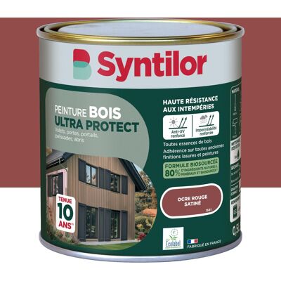 Peinture exterieure bois Ultra protect SYNTILOR ocre rouge satine 0.5l - Publicité Peinture exterieure bois Ultra protect SYNTILOR ocre rouge satine 0.5l - Publicité