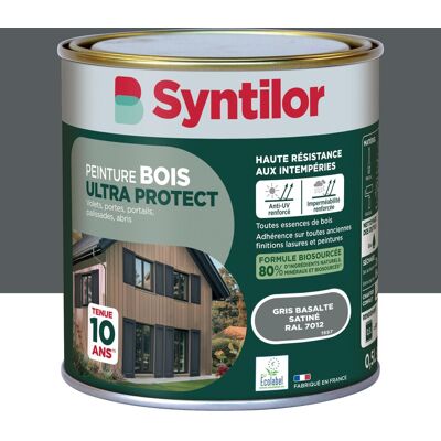 Peinture exterieure bois Ultra protect SYNTILOR gris basalte satine 0.5l - Publicité Peinture exterieure bois Ultra protect SYNTILOR gris basalte satine 0.5l - Publicité