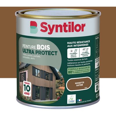 Peinture exterieure bois Ultra protect SYNTILOR noisette satine 0.5l - Publicité Peinture exterieure bois Ultra protect SYNTILOR noisette satine 0.5l - Publicité