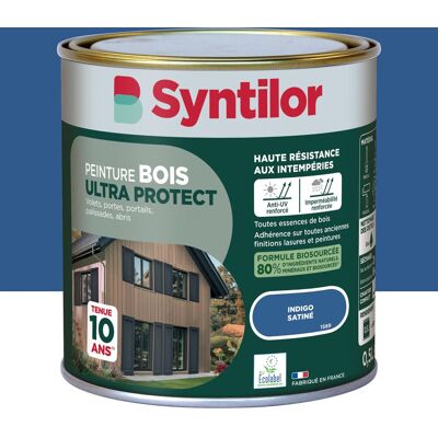Peinture exterieure bois Ultra protect SYNTILOR indigo satine 0.5l - Publicité Peinture exterieure bois Ultra protect SYNTILOR indigo satine 0.5l - Publicité