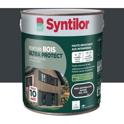 Peinture exterieure bois Ultra protect SYNTILOR gris anthracite satine2.5l - Publicité Peinture exterieure bois Ultra protect SYNTILOR gris anthracite satine2.5l - Publicité