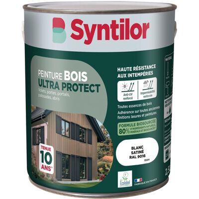 Peinture exterieure bois Ultra protect SYNTILOR blanc satine 2.5l - Publicité Peinture exterieure bois Ultra protect SYNTILOR blanc satine 2.5l - Publicité