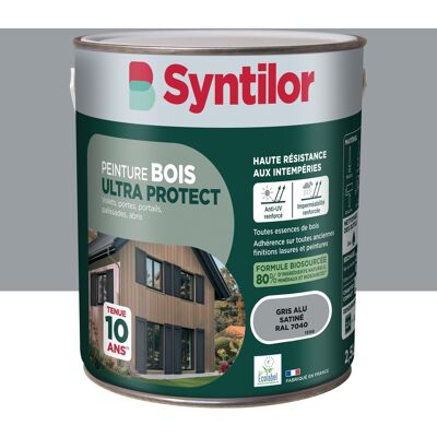 Peinture exterieure bois Ultra protect SYNTILOR gris alu satine 2.5l - Publicité Peinture exterieure bois Ultra protect SYNTILOR gris alu satine 2.5l - Publicité