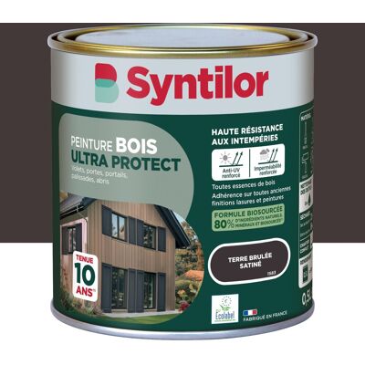 Peinture exterieure bois Ultra protect SYNTILOR terre brulee satine 0.5l - Publicité Peinture exterieure bois Ultra protect SYNTILOR terre brulee satine 0.5l - Publicité