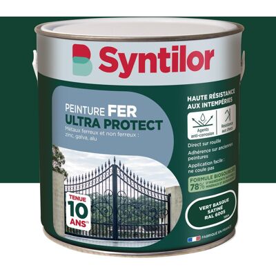 Peinture exterieure fer, aluminium Ultra protect SYNTILOR vert basque satine 2l - Publicité Peinture exterieure fer, aluminium Ultra protect SYNTILOR vert basque satine 2l - Publicité