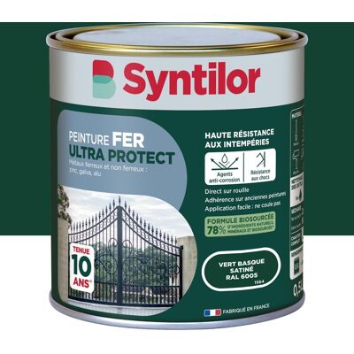 Peinture exterieure fer, alu Ultra protect SYNTILOR vert basque satine0.5l - Publicité Peinture exterieure fer, alu Ultra protect SYNTILOR vert basque satine0.5l - Publicité