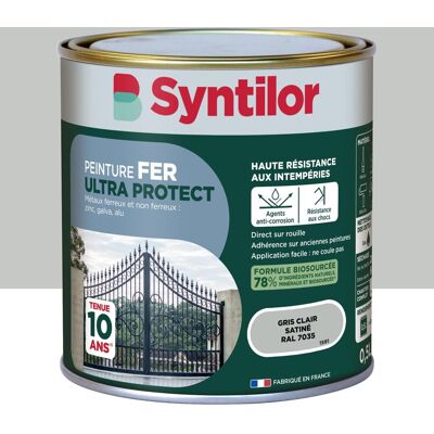 Peinture exterieure fer, alu Ultra protect SYNTILOR gris clair satine 0.5l - Publicité Peinture exterieure fer, alu Ultra protect SYNTILOR gris clair satine 0.5l - Publicité