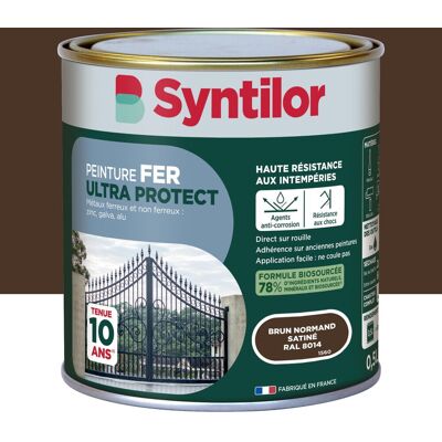 Peinture exterieure fer, alu Ultra protect SYNTILOR brun normand satine 0.5l - Publicité Peinture exterieure fer, alu Ultra protect SYNTILOR brun normand satine 0.5l - Publicité