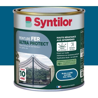 Peinture exterieure fer, alu Ultra protect SYNTILOR bleu capri satine 0.5l - Publicité Peinture exterieure fer, alu Ultra protect SYNTILOR bleu capri satine 0.5l - Publicité