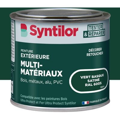 Peinture exterieure bois, aluminium, pvc . SYNTILOR vert basque satine 125ml - Publicité Peinture exterieure bois, aluminium, pvc . SYNTILOR vert basque satine 125ml - Publicité