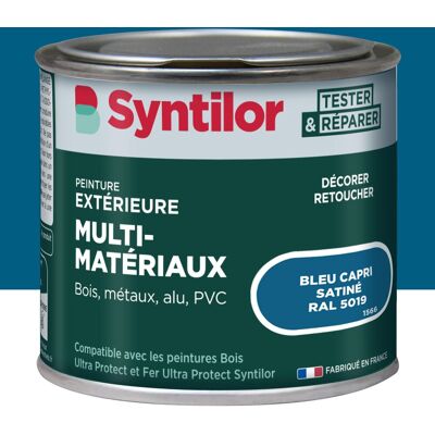 Peinture exterieure bois, aluminium, pvc . SYNTILOR bleu capri satine 125ml - Publicité Peinture exterieure bois, aluminium, pvc . SYNTILOR bleu capri satine 125ml - Publicité
