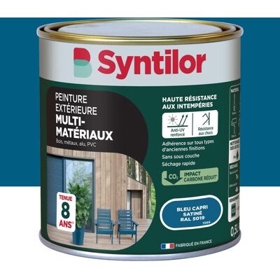 Peinture exterieure bois, aluminium, pvc . SYNTILOR bleu capri satine 0.5l - Publicité Peinture exterieure bois, aluminium, pvc . SYNTILOR bleu capri satine 0.5l - Publicité