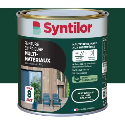 Peinture exterieure bois, aluminium, pvc . SYNTILOR vert basque satine 0.5l - Publicité Peinture exterieure bois, aluminium, pvc . SYNTILOR vert basque satine 0.5l - Publicité